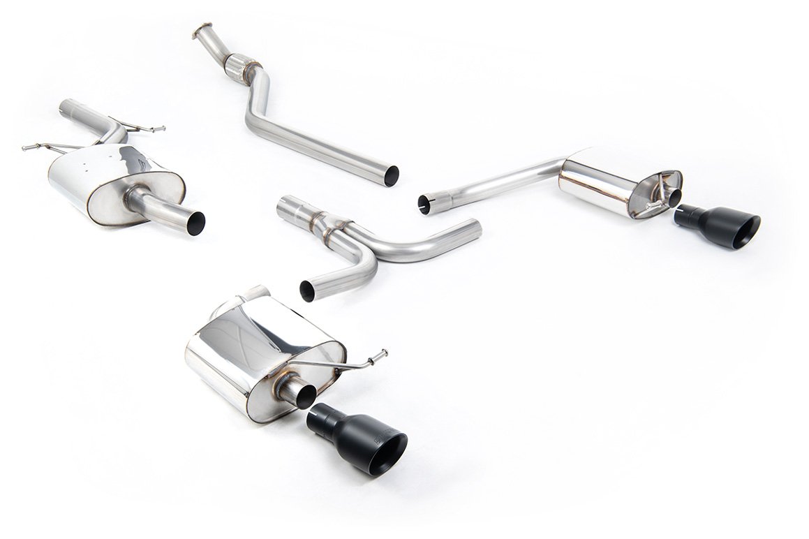 Audi A4 2.0 B8 S line (Manual) – Escape cat-back resonado (sonido más discreto) con dobles-salida salidas negras Cerakote