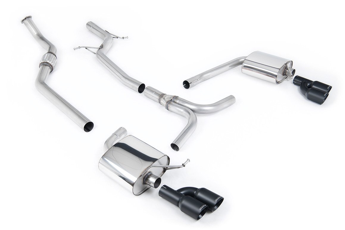 Audi A4 2.0 B8 S line (Tiptronic) – Escape cat-back no resonado (sonido más intenso) con cuádruples-salida salidas negras Cerakote