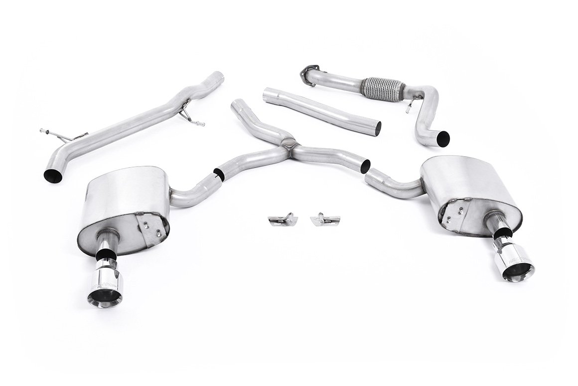 Audi A4 2.0 B9 Quattro – Escape cat-back no resonado (sonido más intenso) con salidas dobles GT-100 pulidas