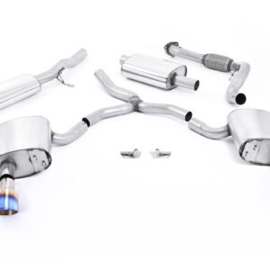 Audi A4 2.0 B9 Quattro – Escape cat-back resonado (sonido más discreto) con salidas dobles GT-100 de titanio azulado