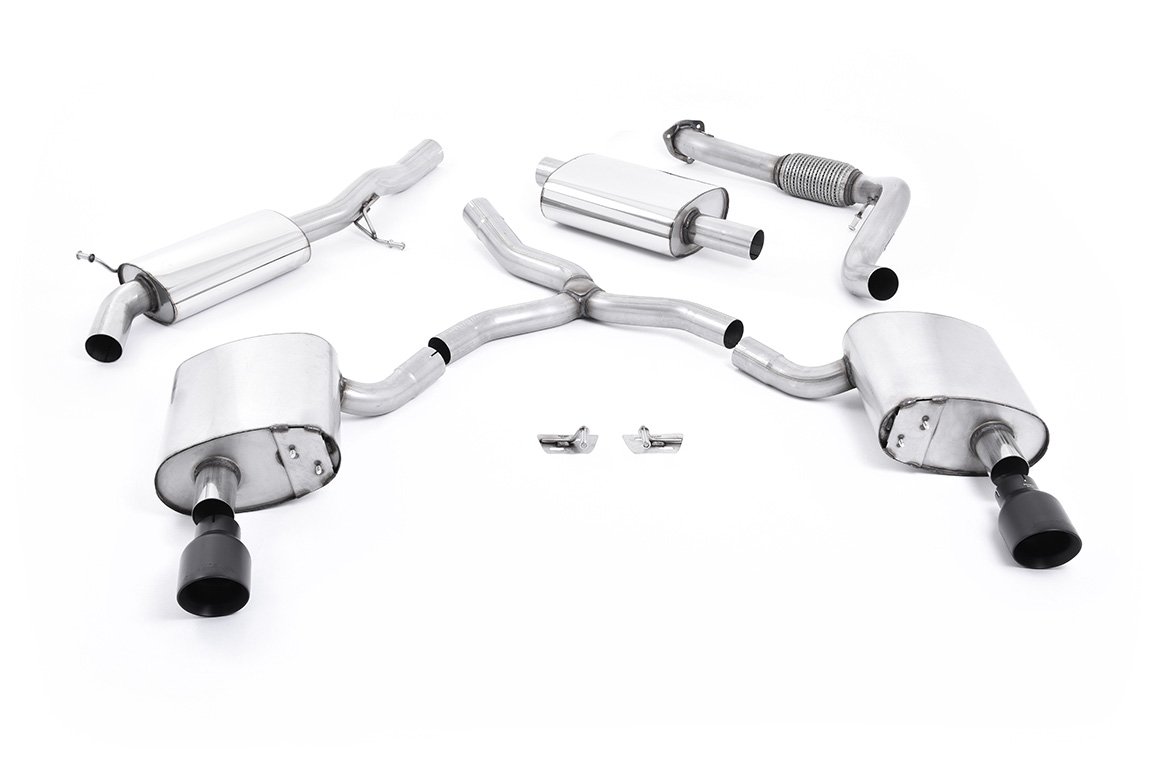 Audi A4 2.0 B9 Quattro – Escape cat-back resonado (sonido más discreto) con salidas dobles GT-100 negras Cerakote