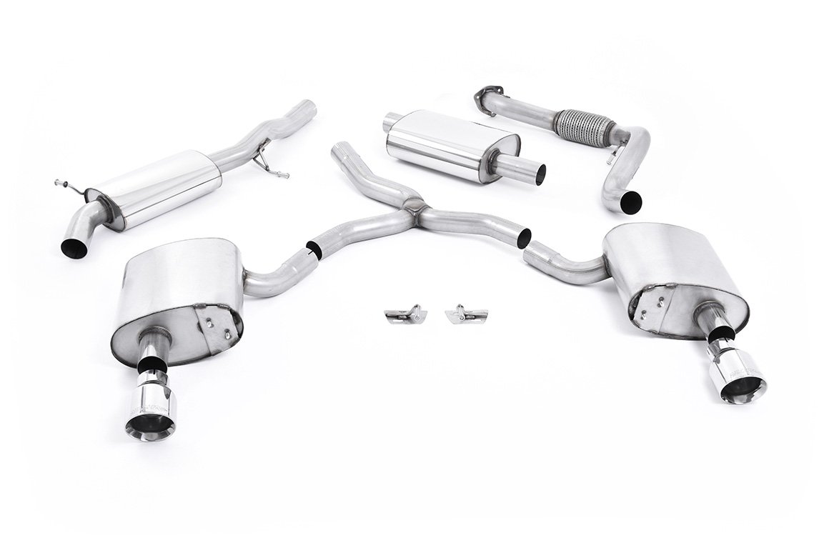 Audi A4 2.0 B9 Quattro – Escape cat-back resonado (sonido más discreto) con salidas dobles GT-100 pulidas