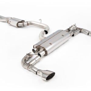 Audi RS3 8V antes del restyling – 80 mm escape cat-back resonado (sonido más discreto) con salidas pulidas