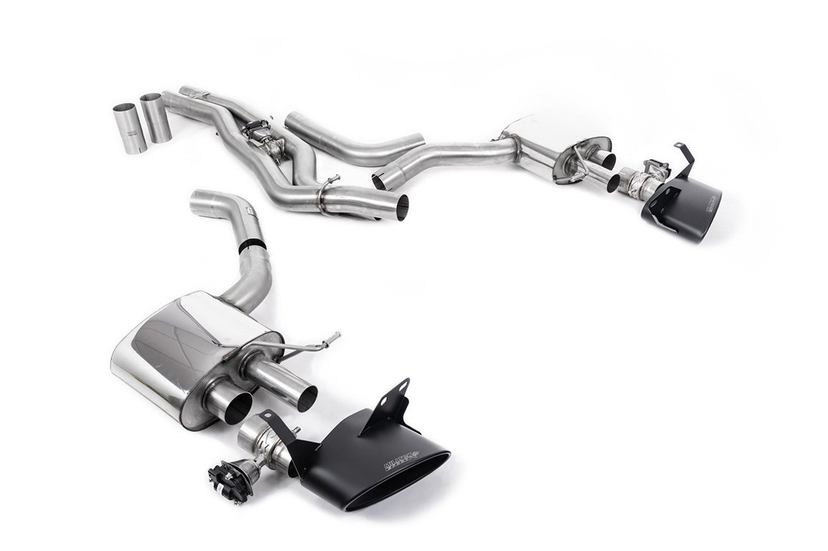 Audi RS6/RS7 C8 – Front Silencer Back sistema (doble 80mm) con colas ovaladas negras Cerakote