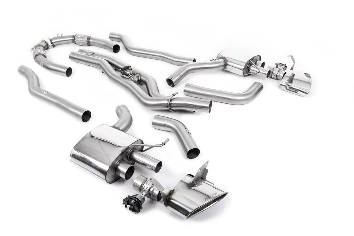 Audi RS6/RS7 C8 – no resonado sistema cat-back (doble 80mm) con colas ovaladas pulidas – más sonido – (No Cutting Required)