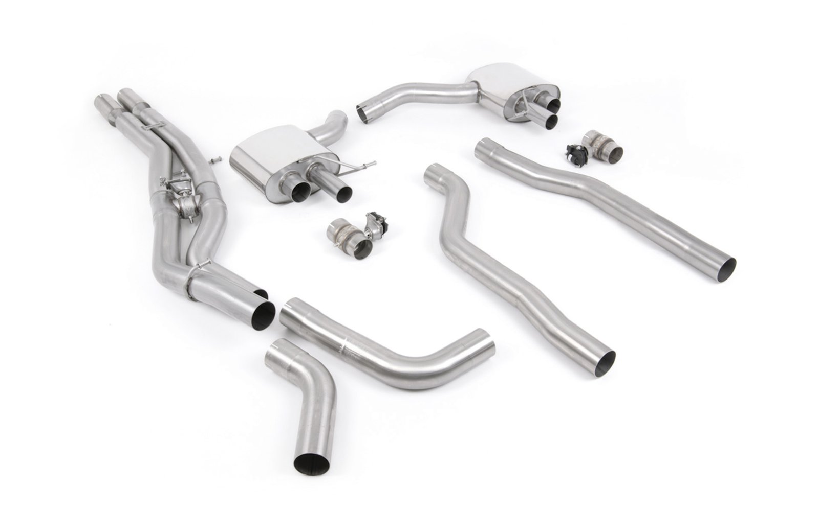 Audi RS6/RS7 C8 – escape cat-back no resonado (sonido más intenso) (dobles 80 mm) con salidas ovaladas pulidas – (original requiere corte – para Customers Who Want turbo-back In Future)