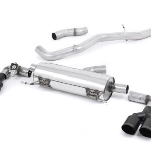 Audi S1 – Escape cat-back no resonado (sonido más intenso) con salidas cuádruples negras Cerakote redondas