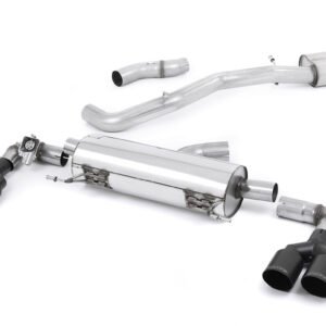 Audi S1 – Escape cat-back resonado (sonido más discreto) con salidas cuádruples negras Cerakote redondas