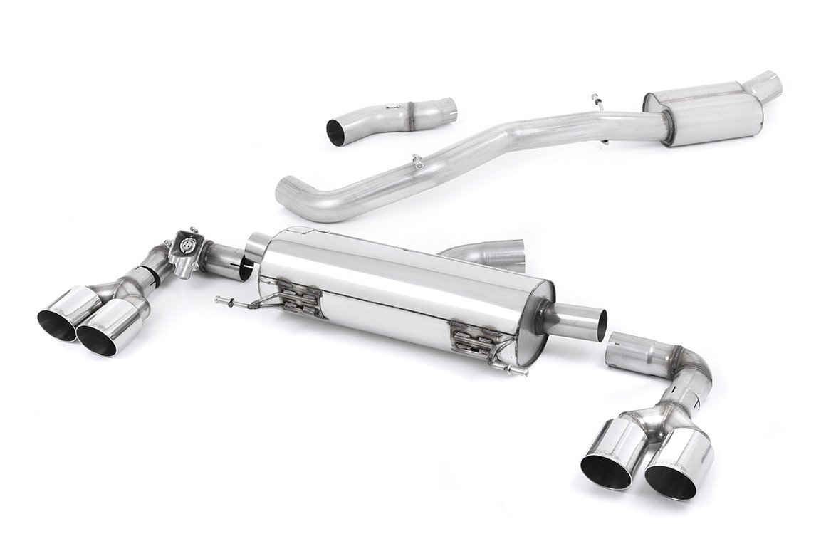 Audi S1 – Escape cat-back resonado (sonido más discreto) con salidas cuádruples pulidas redondas