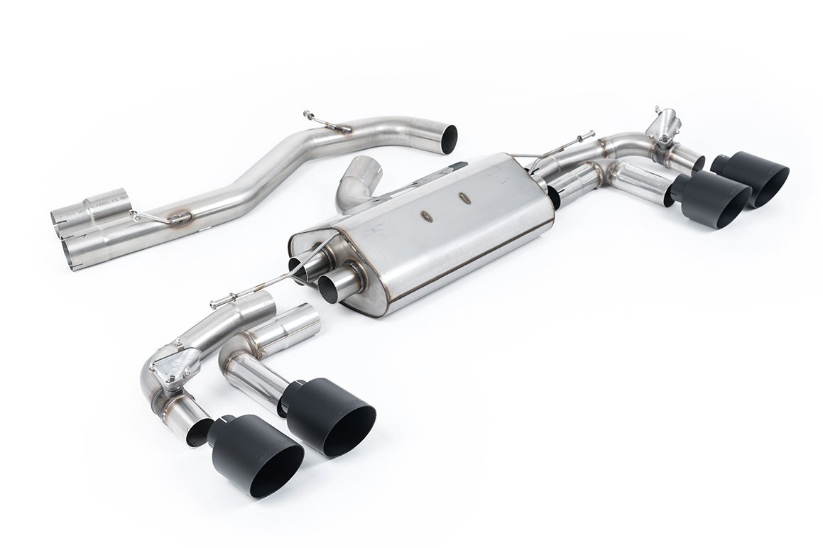 Audi S3 8Y Sportback modelos con GPF – 80 mm Escape cat-back no resonado (sonido más intenso) con salidas negras Cerakote