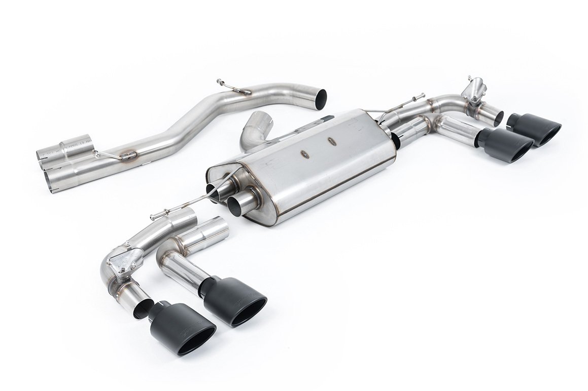 Audi S3 8Y Sportback modelos con GPF – 80 mm Escape cat-back no resonado (sonido más intenso) con salidas ovaladas negras Cerakote