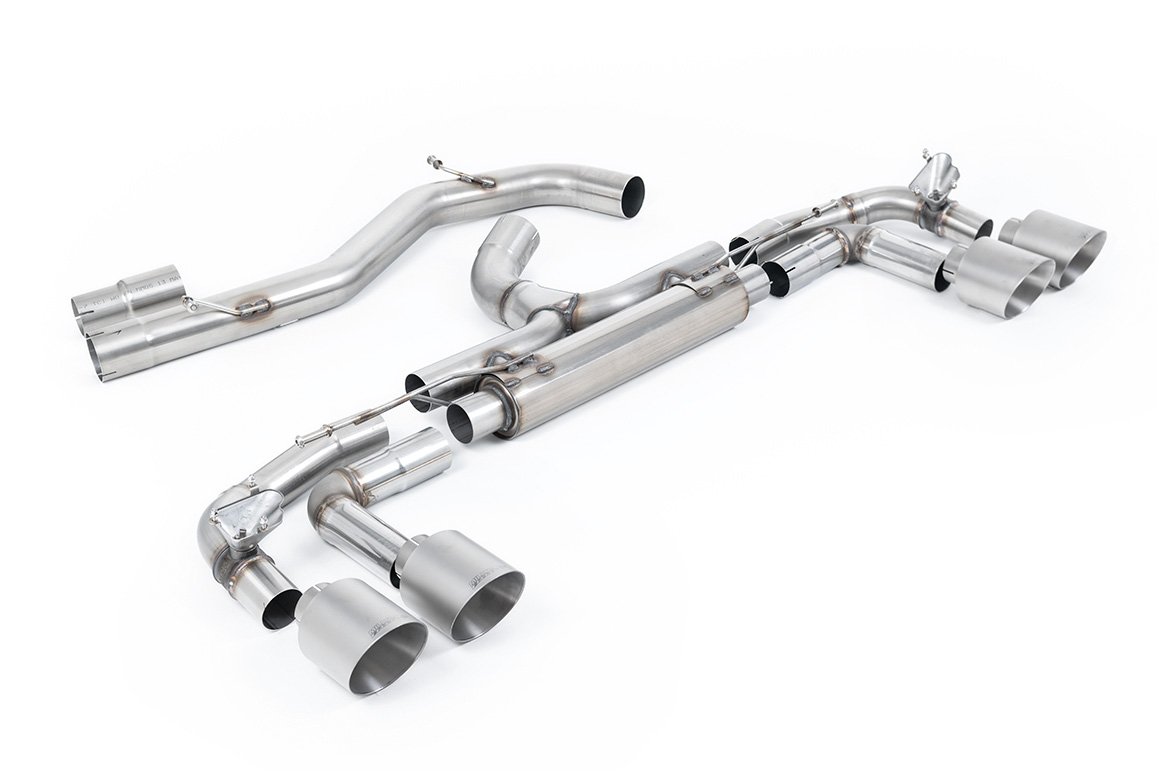 Audi S3 8Y Sportback modelos con GPF – ‘competición’ 80 mm no resonado (máxima intensidad de sonido) escape cat-back con salidas de titanio cepillado