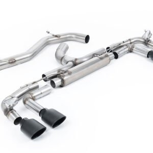 Audi S3 8Y Sportback modelos con GPF – ‘competición’ 80 mm no resonado (máxima intensidad de sonido) escape cat-back con salidas Cerakote ovaladas