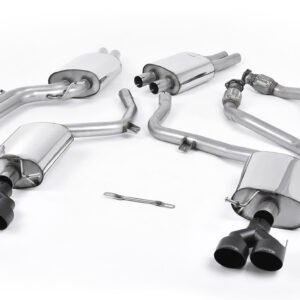 Audi S4 V6/S5 3.0 B8.5 Sportback – Escape cat-back resonado (sonido más discreto) con salida cuádruples salidas negras con recubrimiento cerámico
