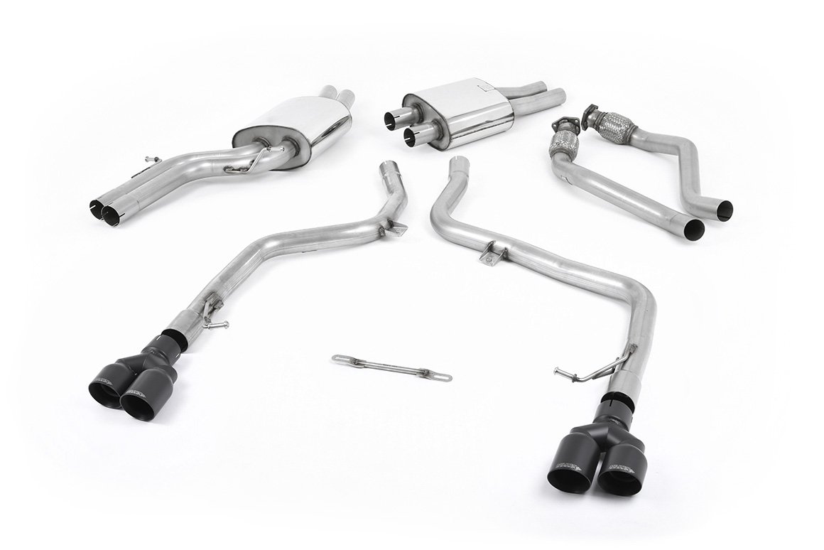 Audi S4 V6 B8/S5 B8 – cat-back de competición con salidas cuádruples negras Cerakote