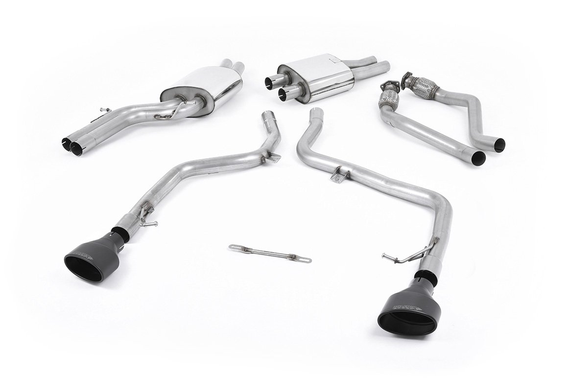 Audi S4 V6 B8/S5 B8 – cat-back de competición de competición con salidas dobles negras Cerakote ovaladas