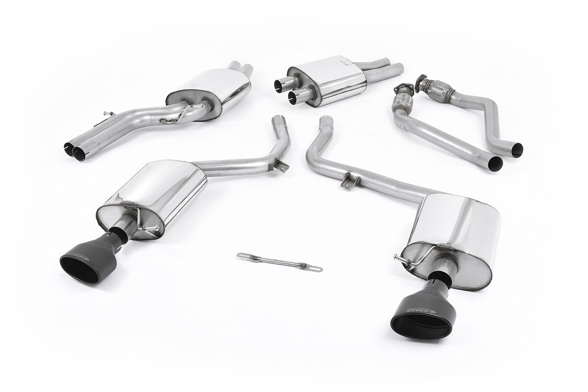 Audi S5 B8 (S tonic) – Escape cat-back resonado (sonido más discreto) con salidas dobles negras Cerakote