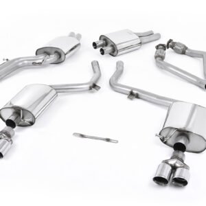 Audi S5 B8 (S tonic) – Escape cat-back resonado (sonido más discreto) con salidas cuádruples pulidas