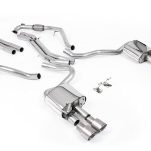 Audi S5 B9 modelos con diferencial deportivo con barras de refuerzo – no resonado cat-back (sonido más intenso) con salidas cuádruples de titanio cepillado