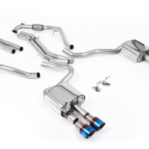 Audi S5 B9 modelos con diferencial deportivo con barras de refuerzo – no resonado cat-back (sonido más intenso) con salidas cuádruples de titanio azulado