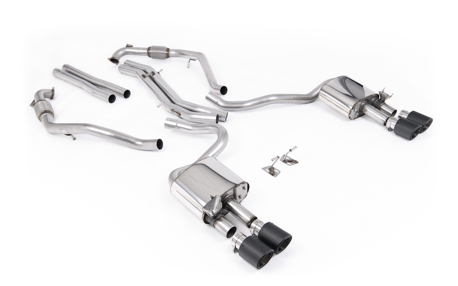 Audi S5 B9 modelos con diferencial deportivo con barras de refuerzo – no resonado cat-back (sonido más intenso) con salidas cuádruples de carbono