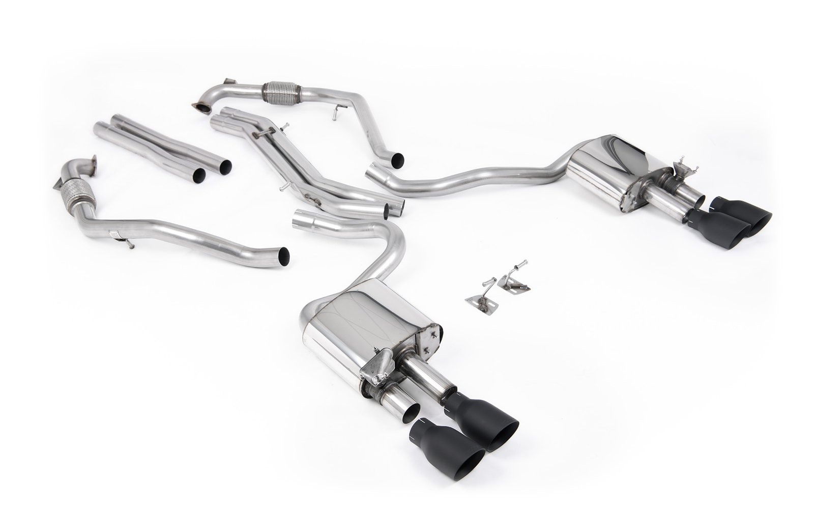 Audi S5 B9 modelos con diferencial deportivo con barras de refuerzo – no resonado cat-back (sonido más intenso) con salidas cuádruples negras Cerakote
