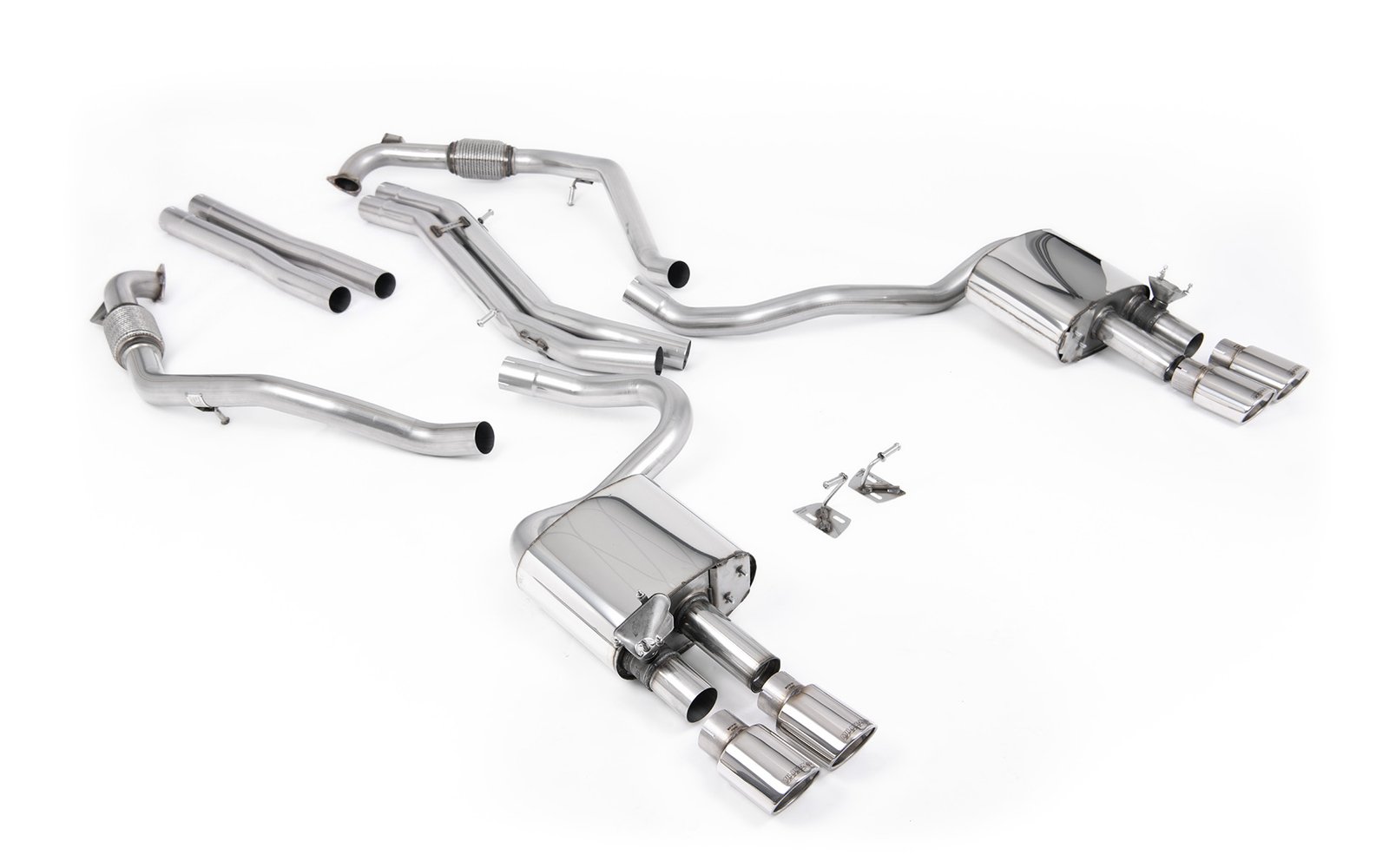 Audi S5 B9 modelos con diferencial deportivo con barras de refuerzo – no resonado cat-back (sonido más intenso) con salidas cuádruples ovaladas pulidas salidas