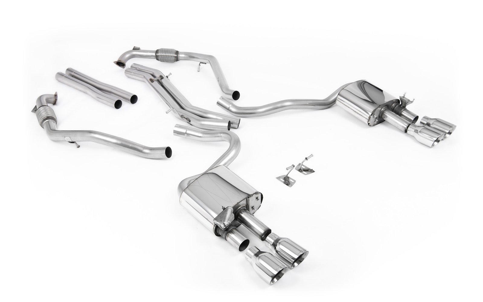 Audi S5 B9 modelos con diferencial deportivo con barras de refuerzo – no resonado cat-back (sonido más intenso) con salidas cuádruples pulidas
