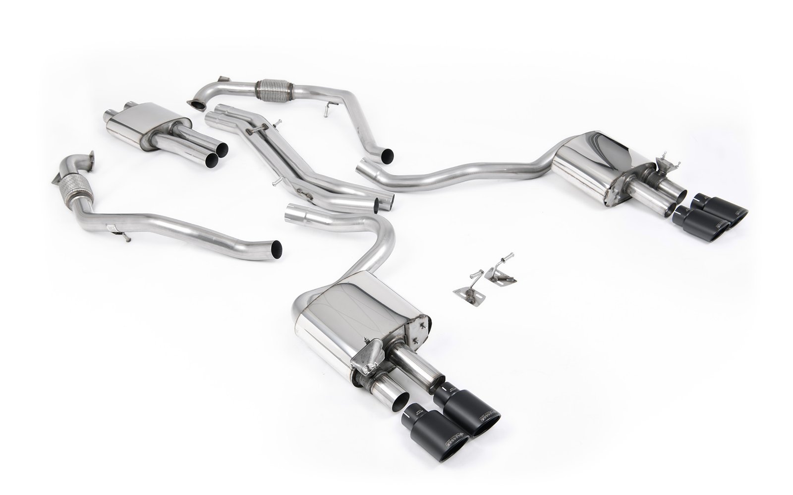 Audi S5 B9 modelos con diferencial deportivo con barras de refuerzo (RHD) – resonado cat-back con salidas cuádruples negras ovaladas