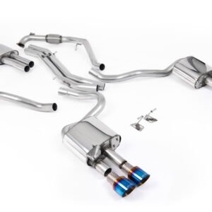 Audi S5 B9 modelos con diferencial deportivo con barras de refuerzo (RHD) – resonado cat-back con salidas cuádruples de titanio azulado