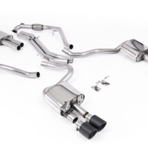 Audi S5 B9 modelos con diferencial deportivo con barras de refuerzo (RHD) – resonado cat-back con salidas cuádruples de carbono