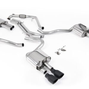 Audi S5 B9 modelos con diferencial deportivo con barras de refuerzo (RHD) – resonado cat-back con salidas cuádruples negras Cerakote