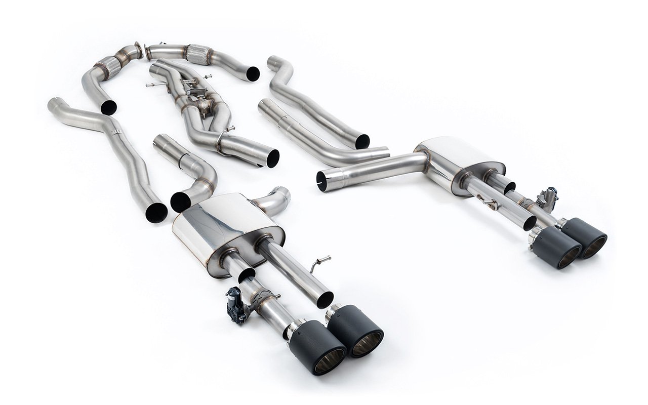 Audi S8 D5 V8 (batalla larga) – escape cat-back no resonado (sonido más intenso) con salidas de carbono