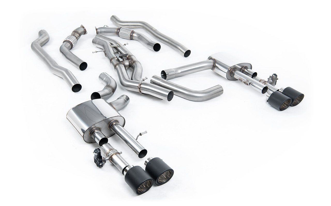 Audi S8 D5 V8 – escape desde OPF no resonado (sonido más intenso) con salidas JET-115 de carbono