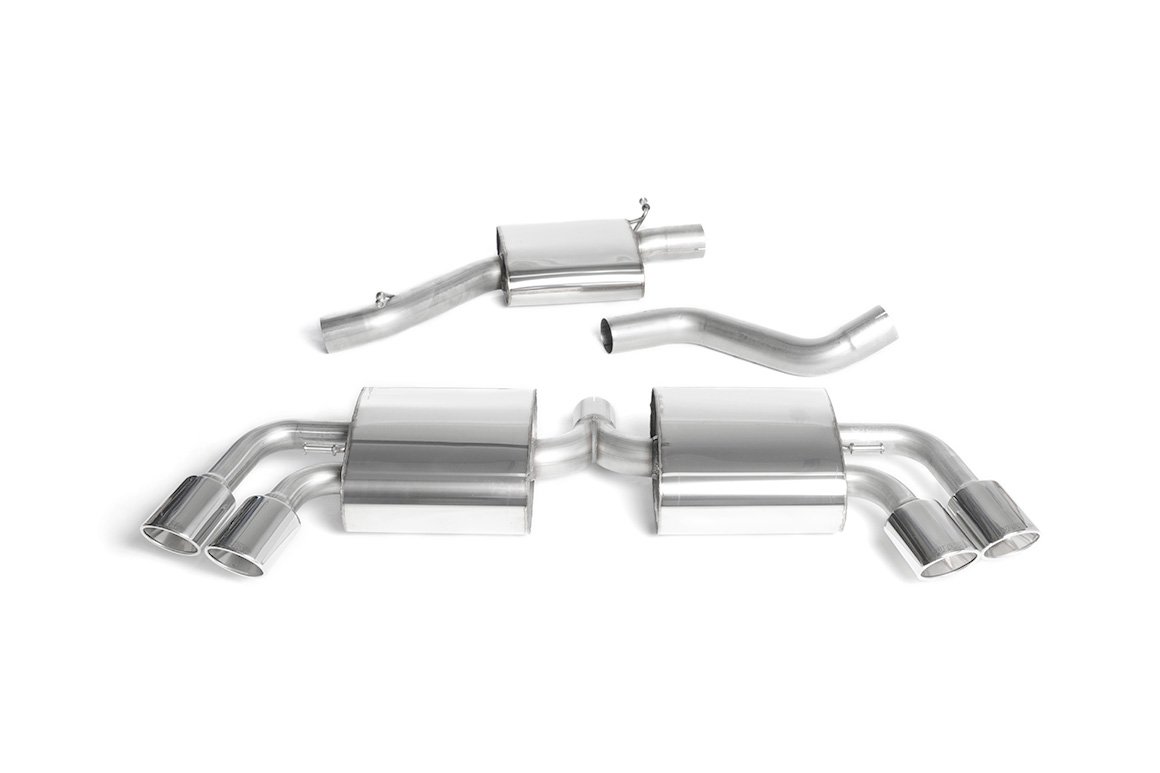 Audi TTS MK2 Quattro – Escape cat-back resonado (sonido más discreto) con salidas cuádruples pulidas