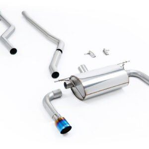BMW F30 320i M Sport – competición no resonado (máxima intensidad de sonido) escape cat-back (para M340i pieza inferior del paragolpes) con salidas GT-90 de titanio azulado