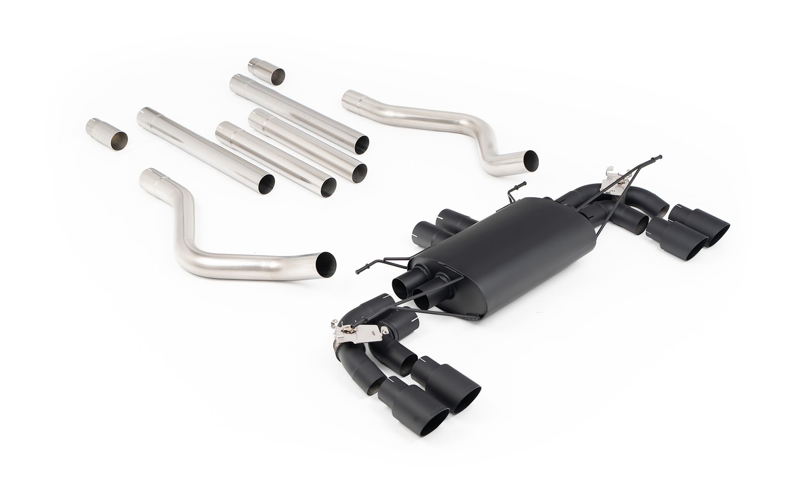 Land Rover Defender 110 5.0 V8 – negro Coated Special Edition – desde OPF/GPF no resonado sistema con válvulas y colas cuádruples GT-90 negras Cerakote