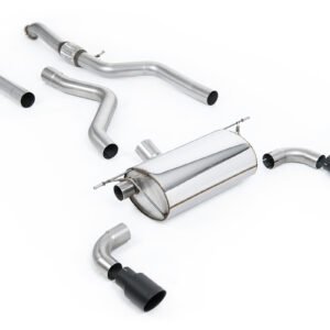BMW F20/F21 M135i (sin xDrive) – escape cat-back con competición silencioso trasero y salidas negras con recubrimiento cerámico