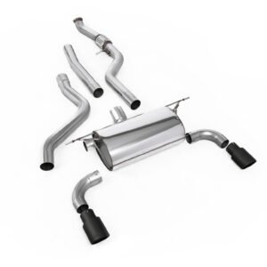 BMW F20/F21 M135i (sin xDrive) – escape cat-back con silencioso trasero Road y salidas negras con recubrimiento cerámico