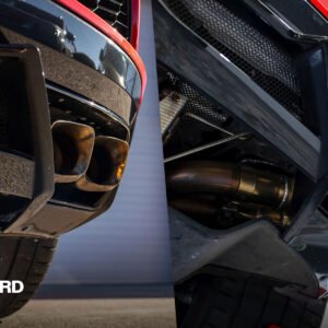 Chevrolet Corvette C8 (Euro modelos con OPF/GPF) – escape desde el filtro de partículas con salidas de titanio azulado