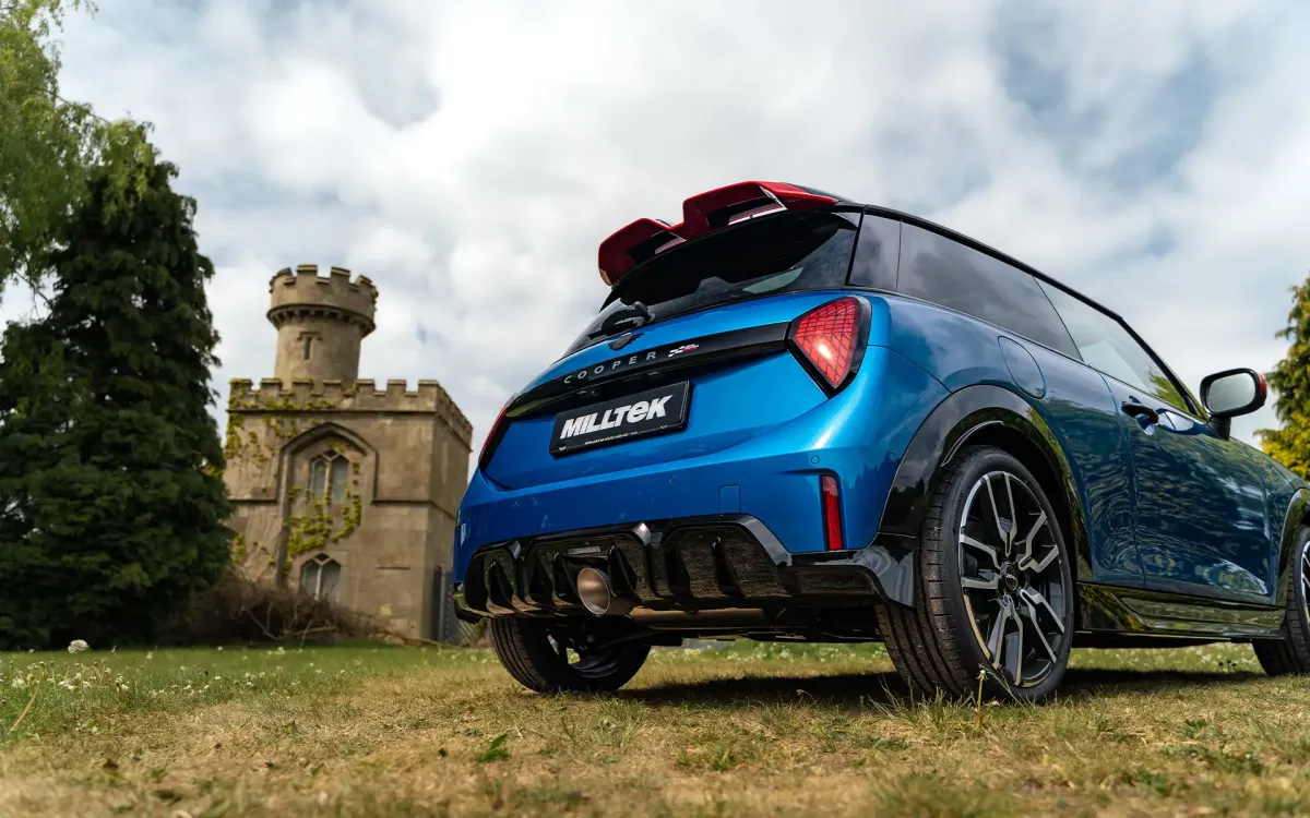 F66 Mini JCW – escape desde el filtro de partículas resonado sistema con salidas de titanio cepillado