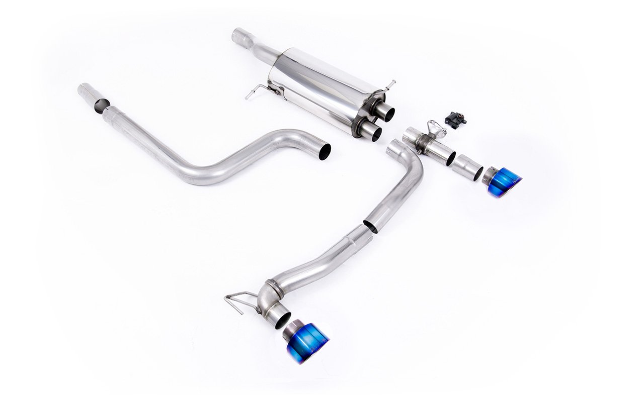 Ford Fiesta MK8/8.5 ST 1.5 – escape desde GPF Maxton Designs doble salida sistema con salidas GT-100 de titanio azulado