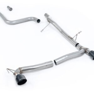 Ford Fiesta MK8 1.0T ST Line (dobles salidas) – escape desde OPF/GPF no resonado (sonido más intenso) con salidas GT-100 negras Cerakote (incluye difusor)