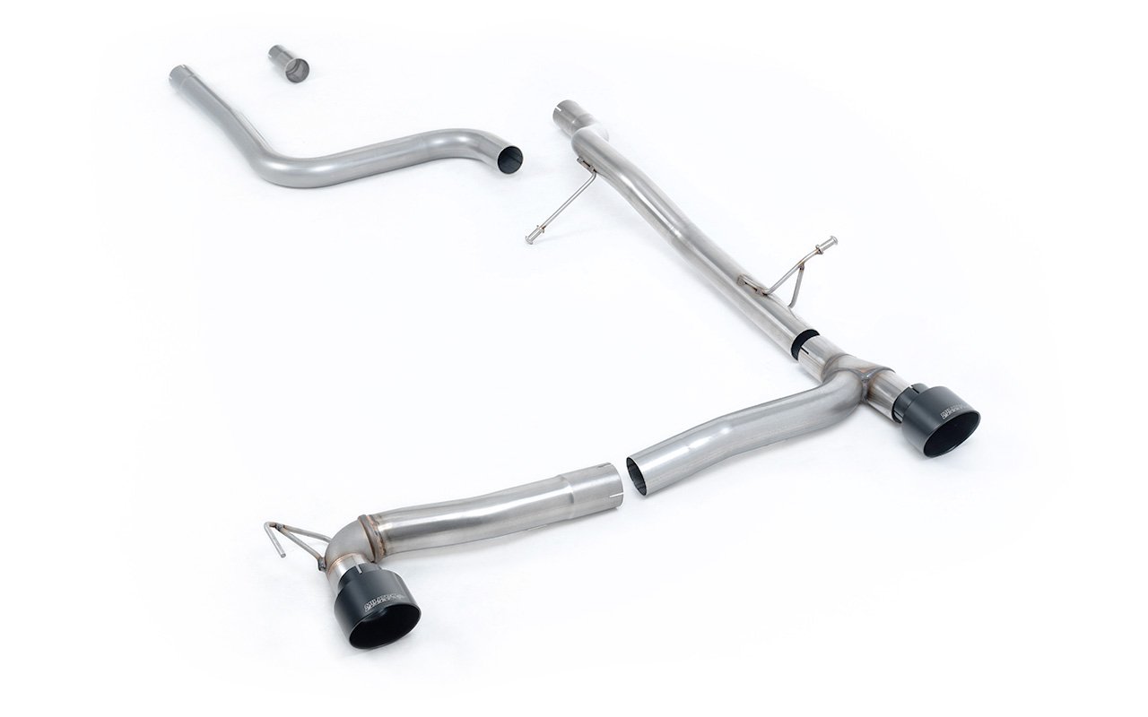 Ford Fiesta MK8 1.0T ST Line (dobles salidas) – escape desde OPF/GPF no resonado (sonido más intenso) con salidas GT-100 negras Cerakote (incluye difusor)