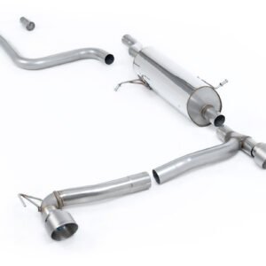 Ford Fiesta MK8 1.0T ST Line (dobles salidas) – escape desde OPF/GPF resonado con salidas GT-100 de titanio cepillado (incluye difusor)