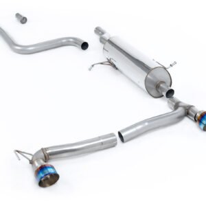 Ford Fiesta MK8 1.0T ST Line (dobles salidas) – escape desde OPF/GPF resonado con salidas GT-100 de titanio azulado (incluye difusor)