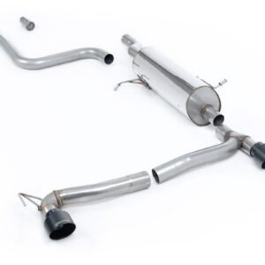 Ford Fiesta MK8 1.0T ST Line (dobles salidas) – escape desde OPF/GPF resonado con salidas GT-100 negras Cerakote (incluye difusor)