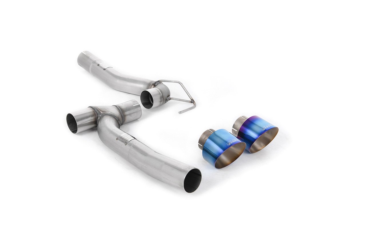 Ford Fiesta MK8 1.0T ST Line (dobles salidas) – kit de actualización para escape cat-back Milltek existente con salidas GT-100 de titanio azulado (incluye difusor)