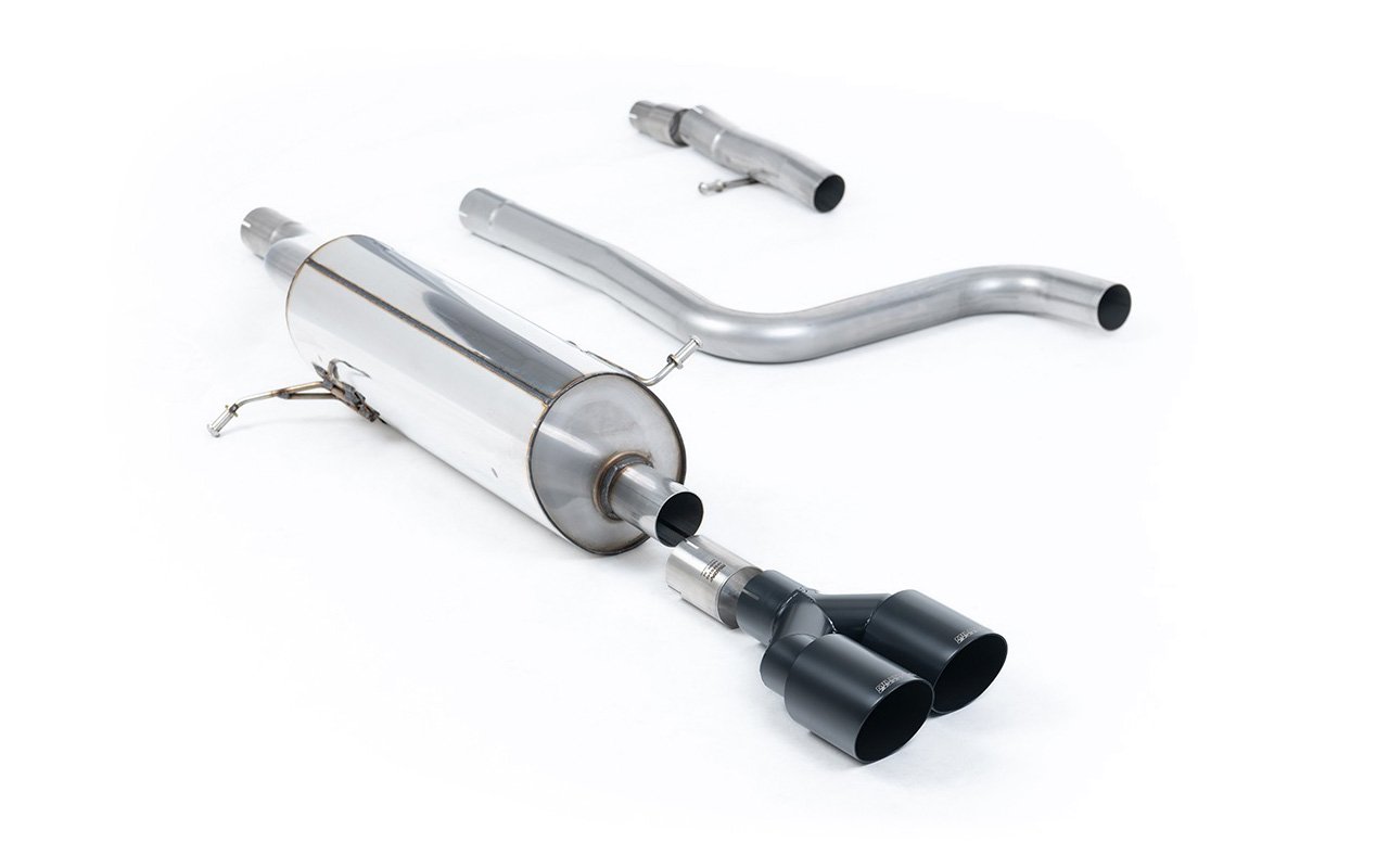 Ford Fiesta MK8 1.0T ST Line (modelos con GPF) – escape desde OPF/GPF resonado (sonido más discreto) con ST estilo con salidas dobles GT-90 negras Cerakote