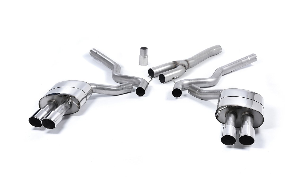 Ford Mustang 2.3 (S550 Fastback) – Escape cat-back resonado (sonido más discreto) con salidas GT-90 pulidas (para Roush pieza inferior del paragolpes)